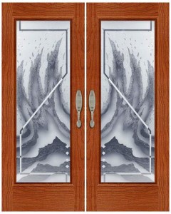 Carved and Sandblasted Glass Door SBCV