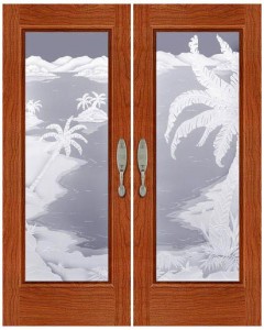 Carved and Sandblasted Glass Door SBMLJ