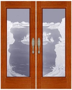 Carved and Sandblasted Glass Door SBMLK