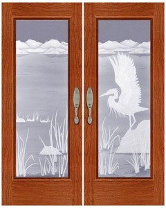 Carved and Sandblasted Glass Door - SBWLB