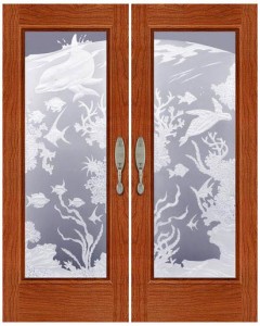 Carved and Sandblasted Glass Door - SBWLC