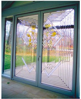 Custom Stained Glass Door Geometrically Pattern